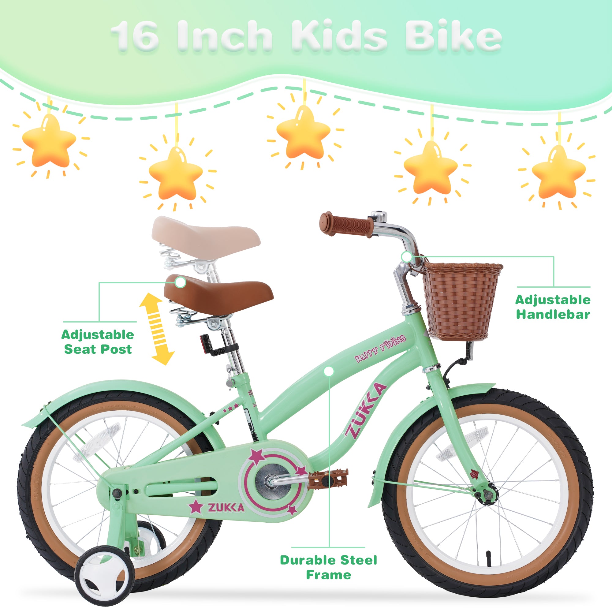 Girls' 16" Bike (Ages 4–7) – Multiple Colors