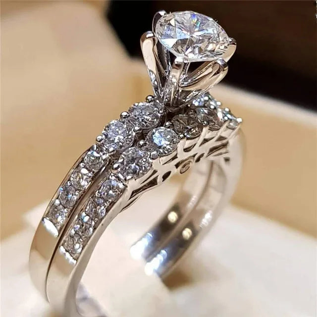 Trendy Crystal Ring Set Wedding Rings Women