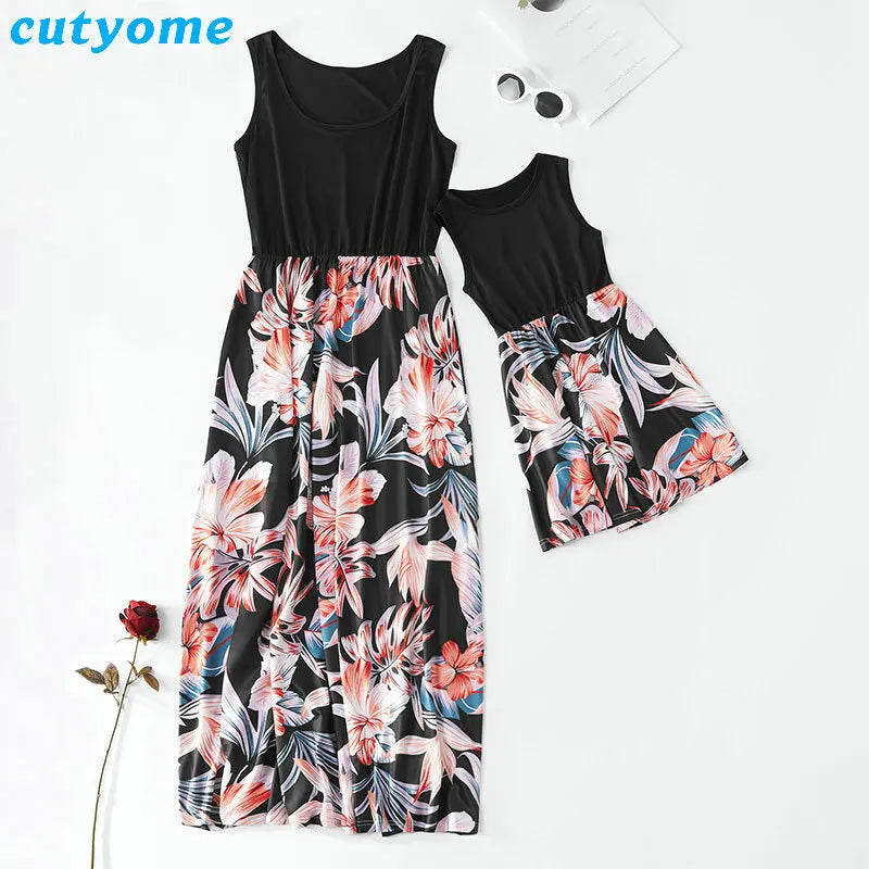 Sleeveless Mom and Daughter Dress Family Matching