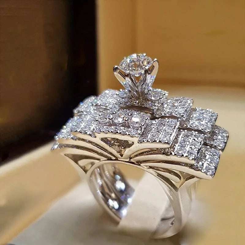 Trendy Crystal Ring Set Wedding Rings Women