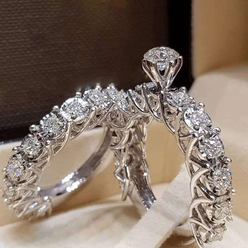 Trendy Crystal Ring Set Wedding Rings Women