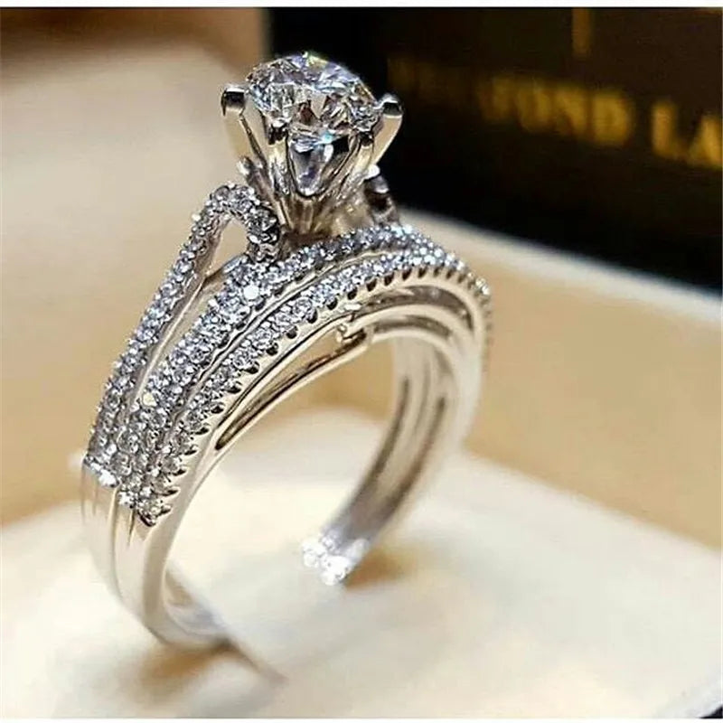 Trendy Crystal Ring Set Wedding Rings Women