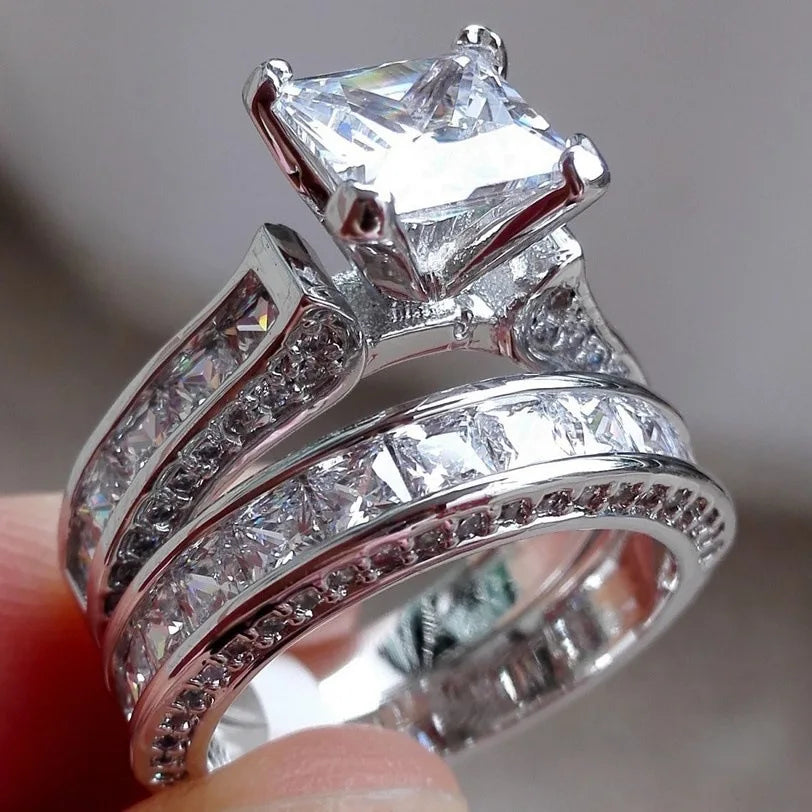 Trendy Crystal Ring Set Wedding Rings Women