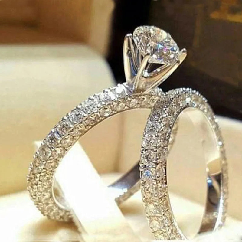 Trendy Crystal Ring Set Wedding Rings Women