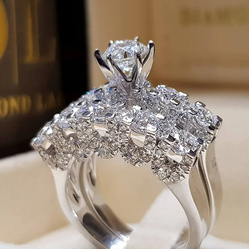 Trendy Crystal Ring Set Wedding Rings Women
