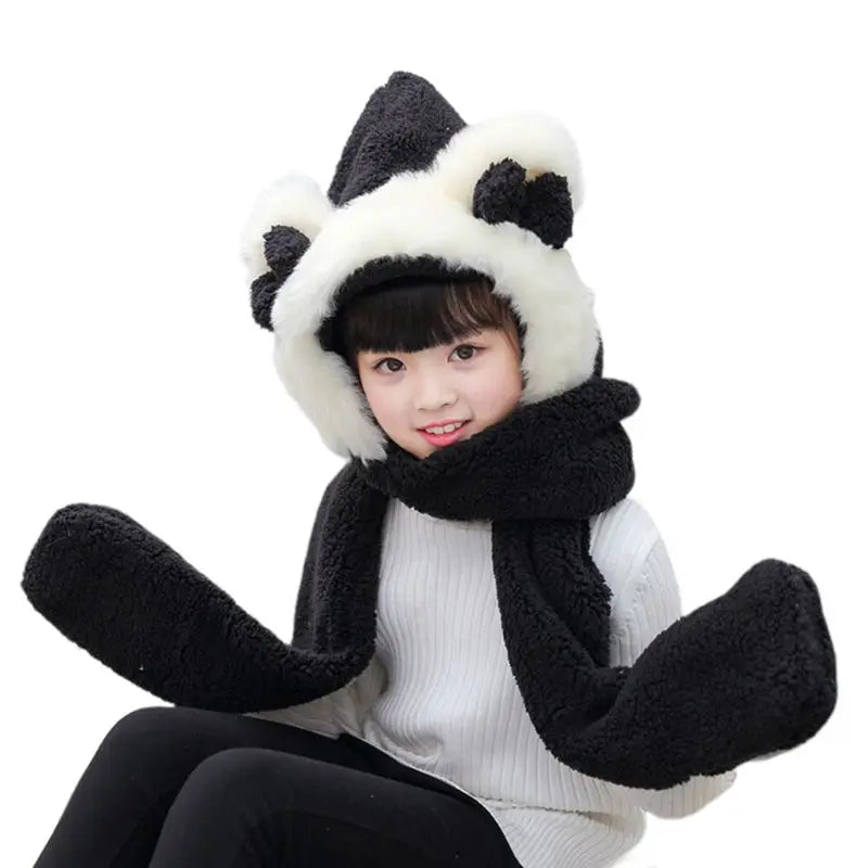 KLV Kids 3 in 1 Warm Plush Winter Hat Cute