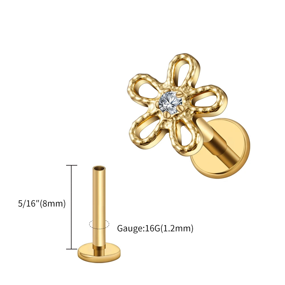 Right Grand ASTM F136 Titanium 16G Flower Cartilage Stud