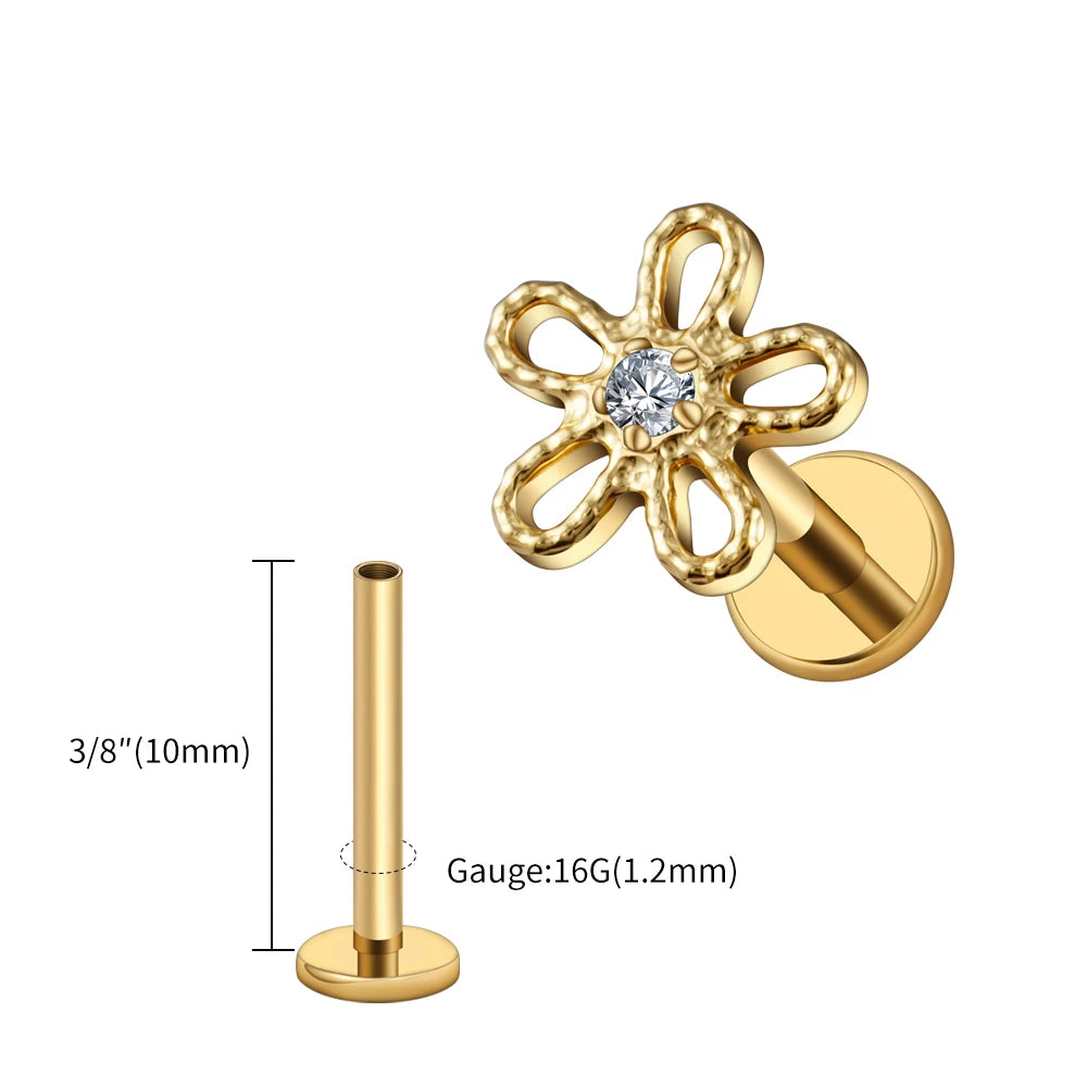 Right Grand ASTM F136 Titanium 16G Flower Cartilage Stud