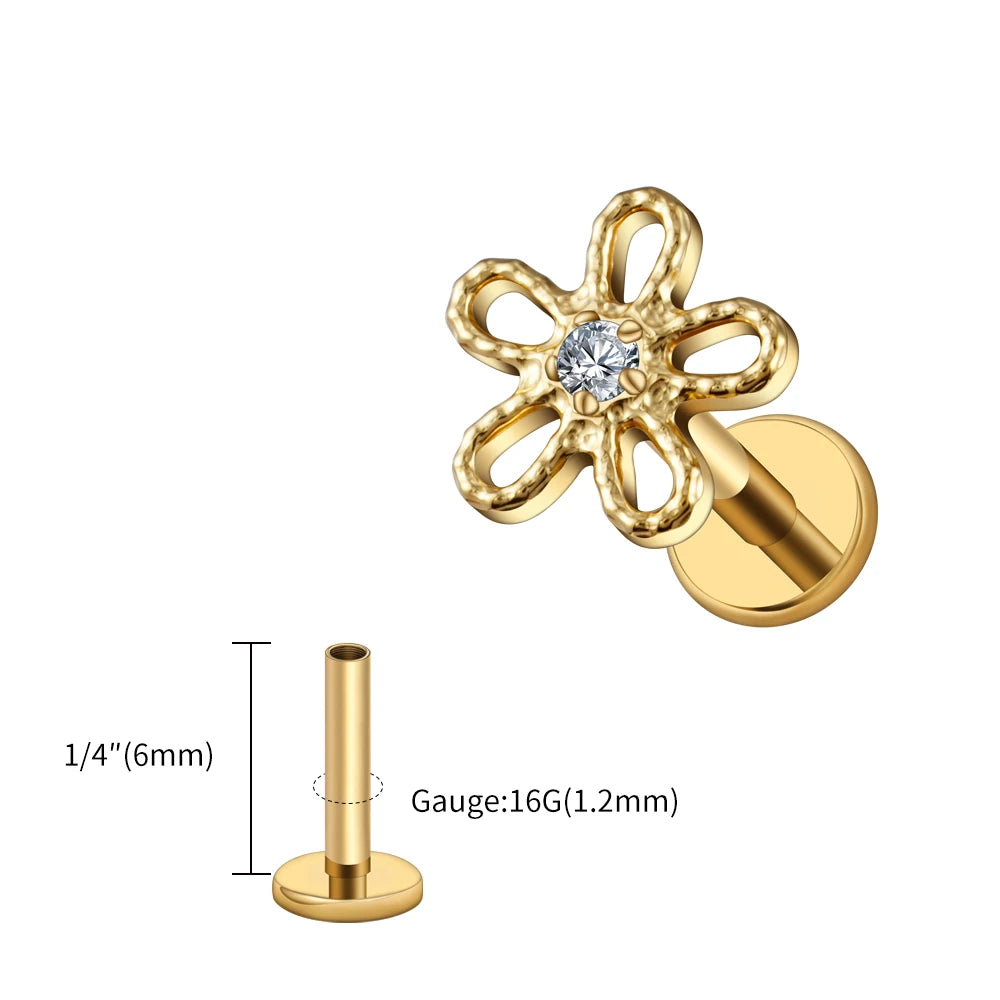 Right Grand ASTM F136 Titanium 16G Flower Cartilage Stud