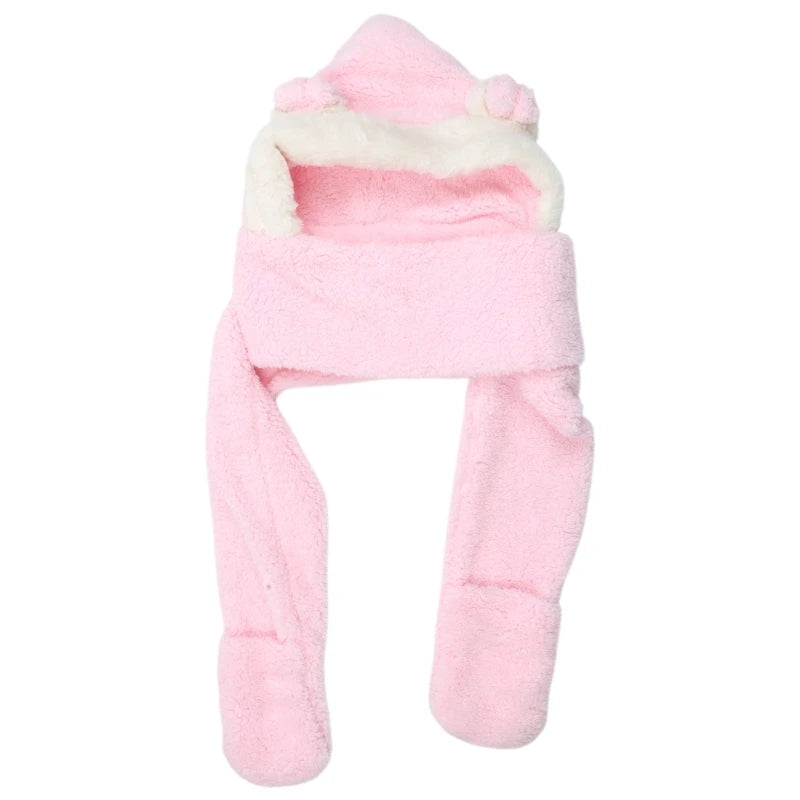 KLV Kids 3 in 1 Warm Plush Winter Hat Cute