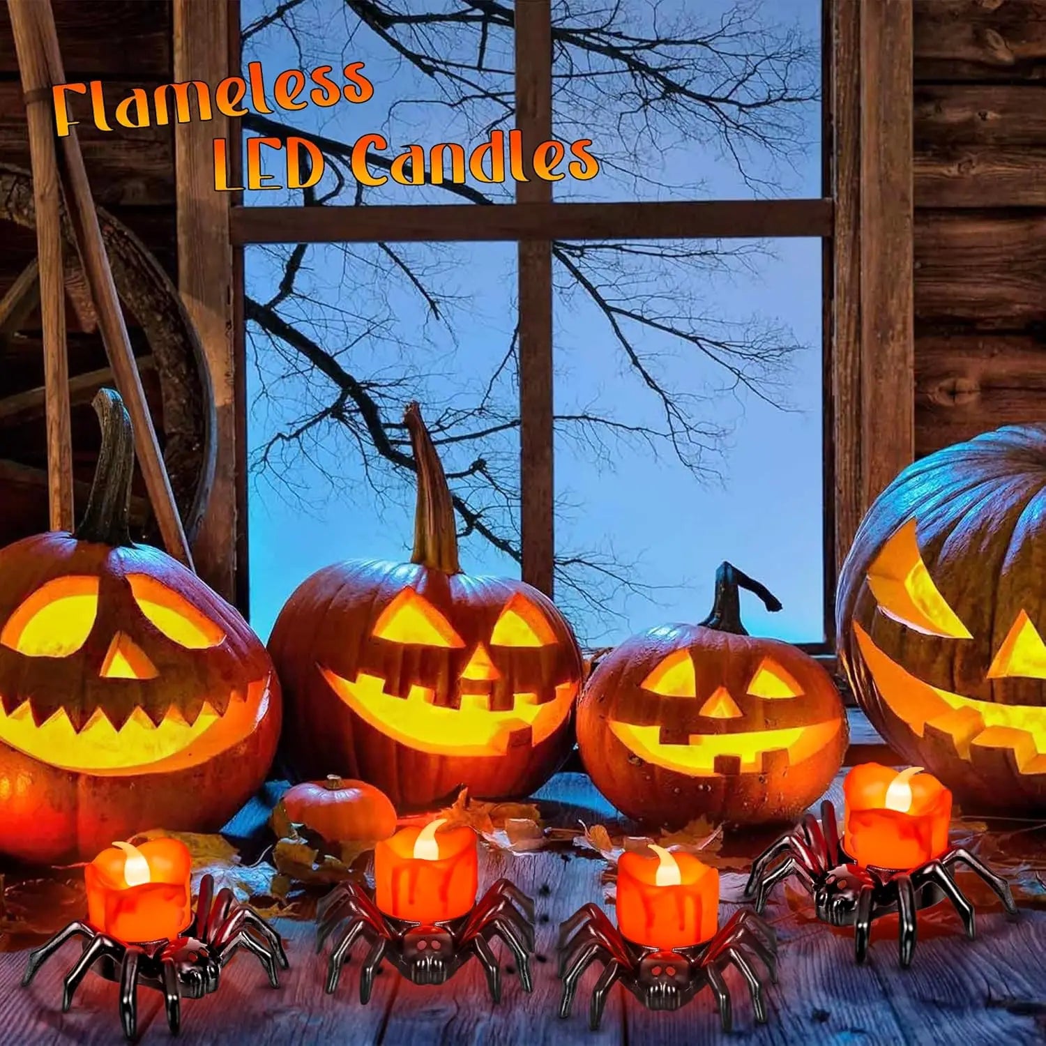 Halloween Spider Candle Lights Orange Flameless Candle Lights LED Lights