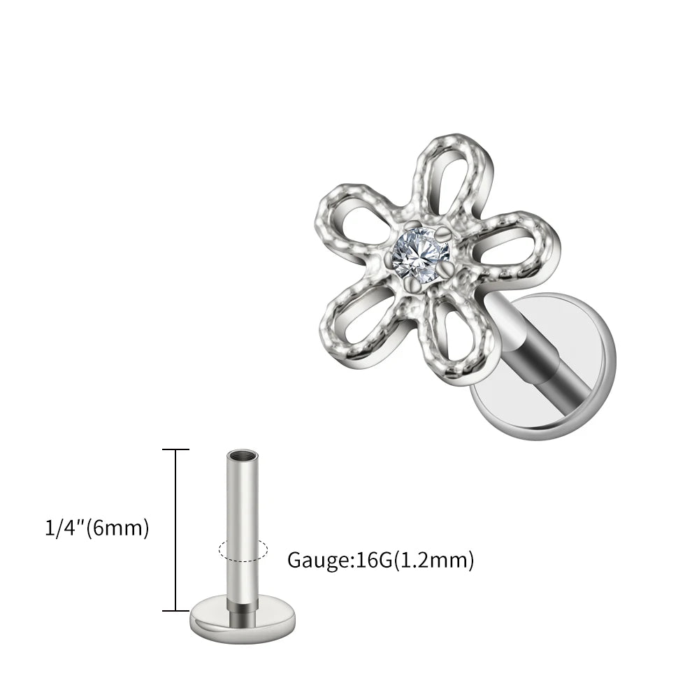 Right Grand ASTM F136 Titanium 16G Flower Cartilage Stud