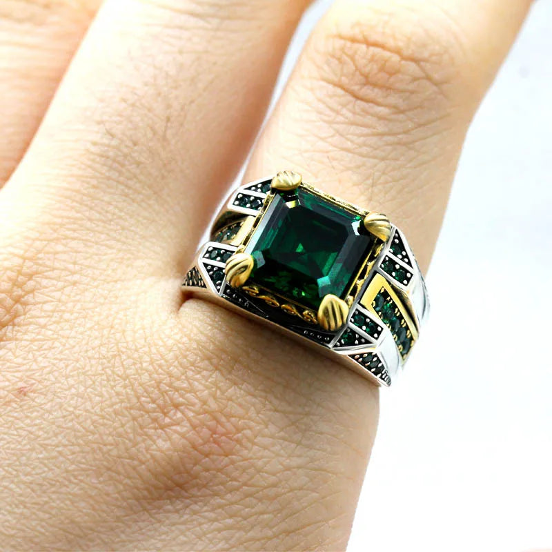 Men Rings Sterling Silver 925 Turkish Square