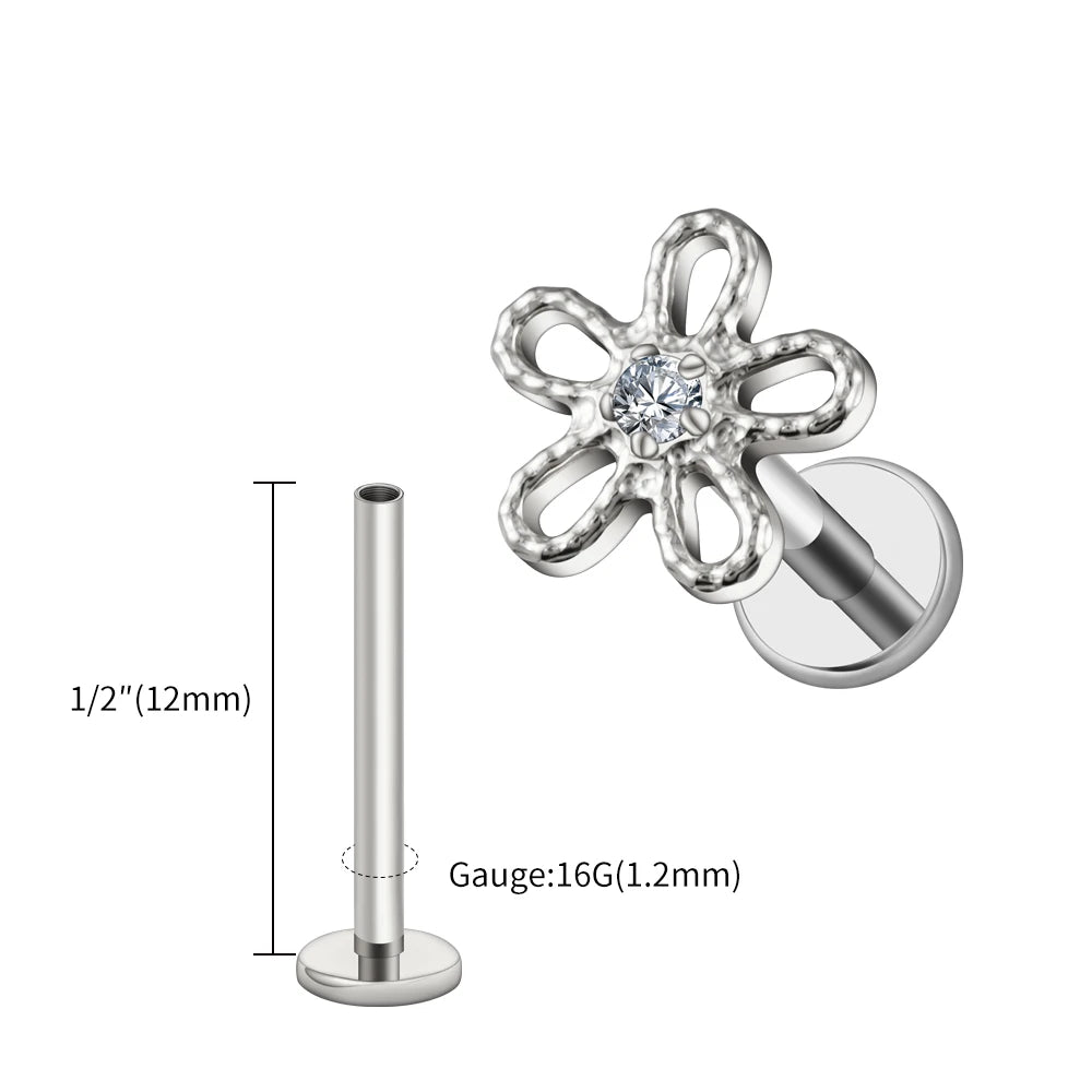 Right Grand ASTM F136 Titanium 16G Flower Cartilage Stud