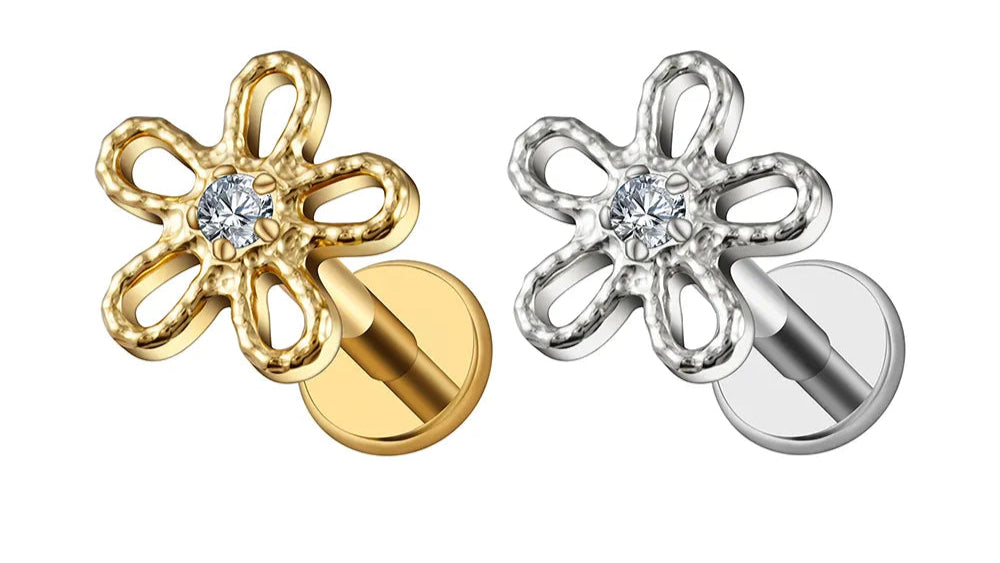 Right Grand ASTM F136 Titanium 16G Flower Cartilage Stud