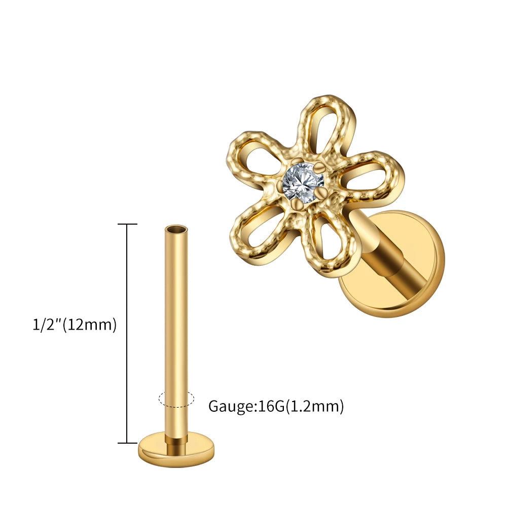 Right Grand ASTM F136 Titanium 16G Flower Cartilage Stud