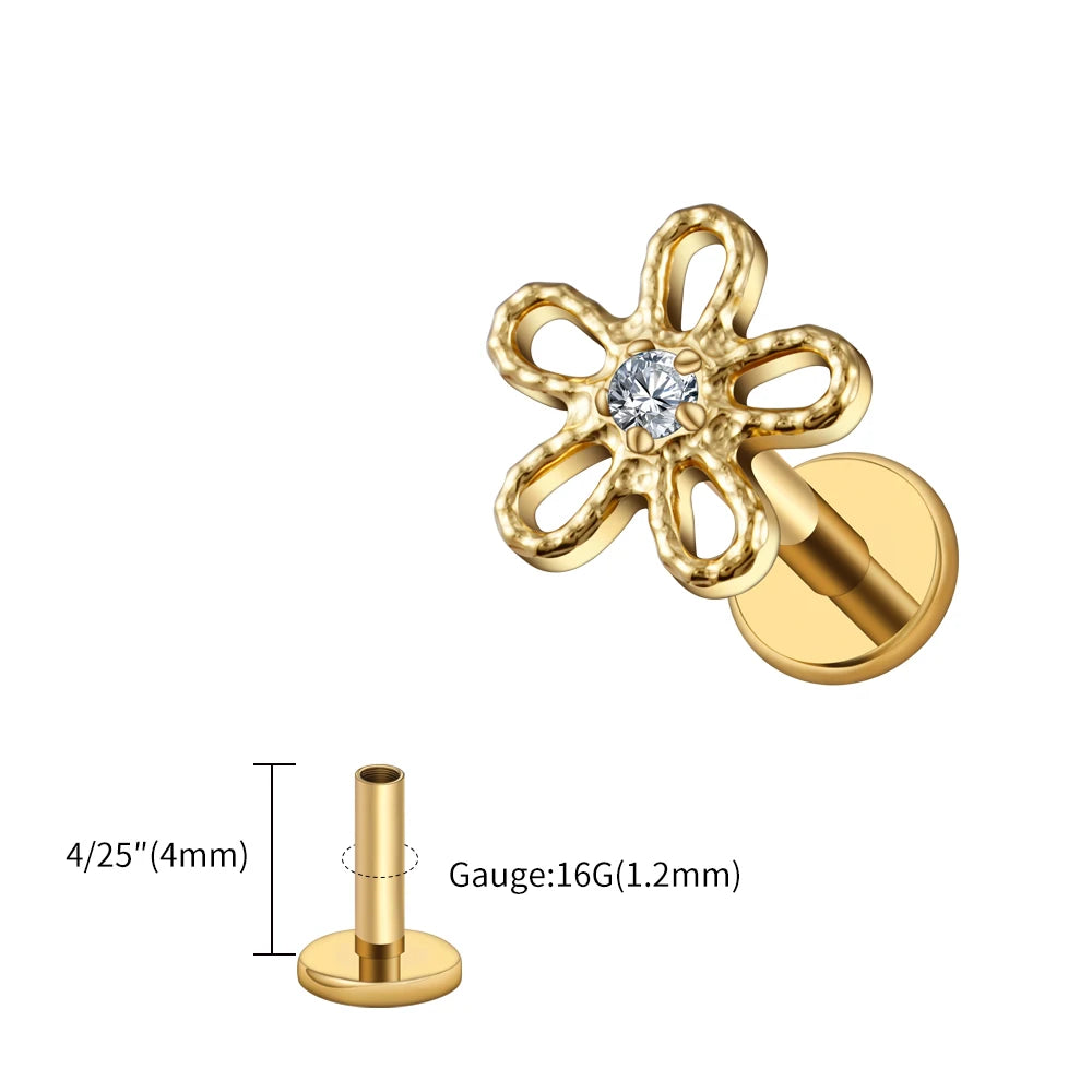 Right Grand ASTM F136 Titanium 16G Flower Cartilage Stud