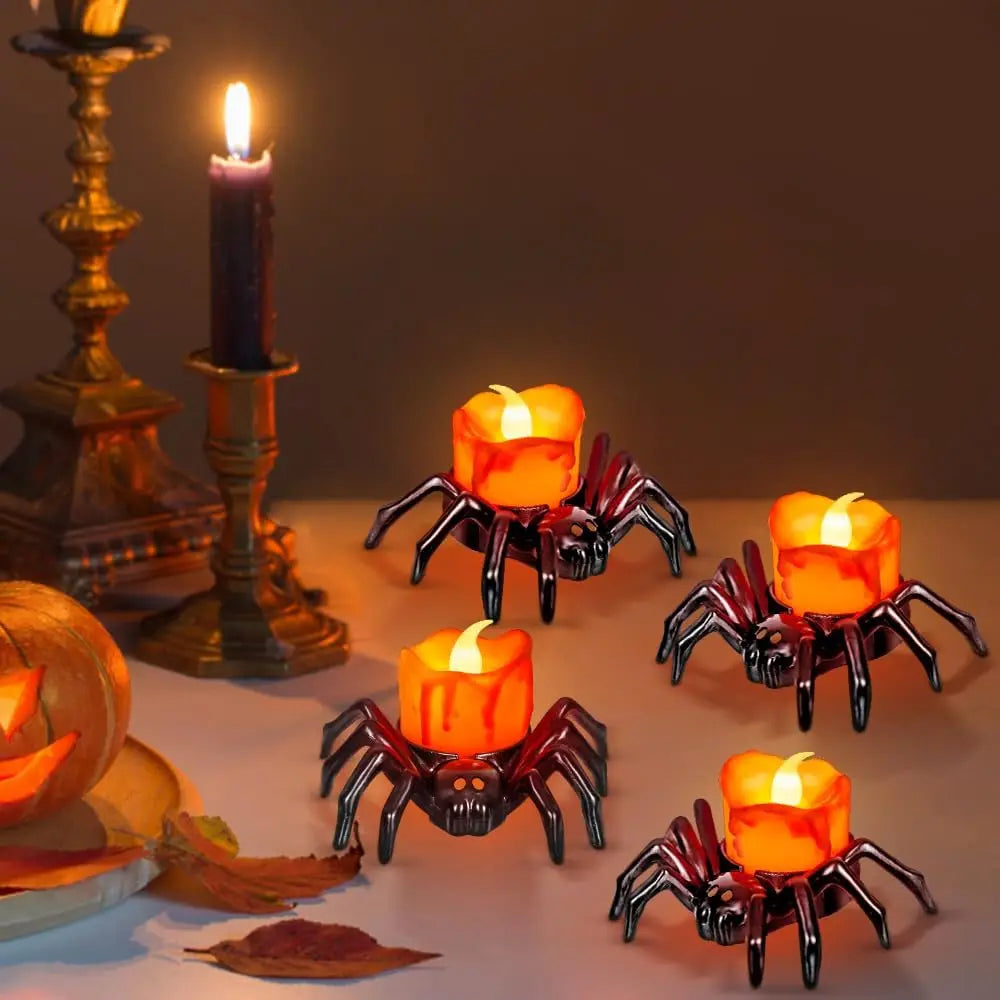Halloween Spider Candle Lights Orange Flameless Candle Lights LED Lights