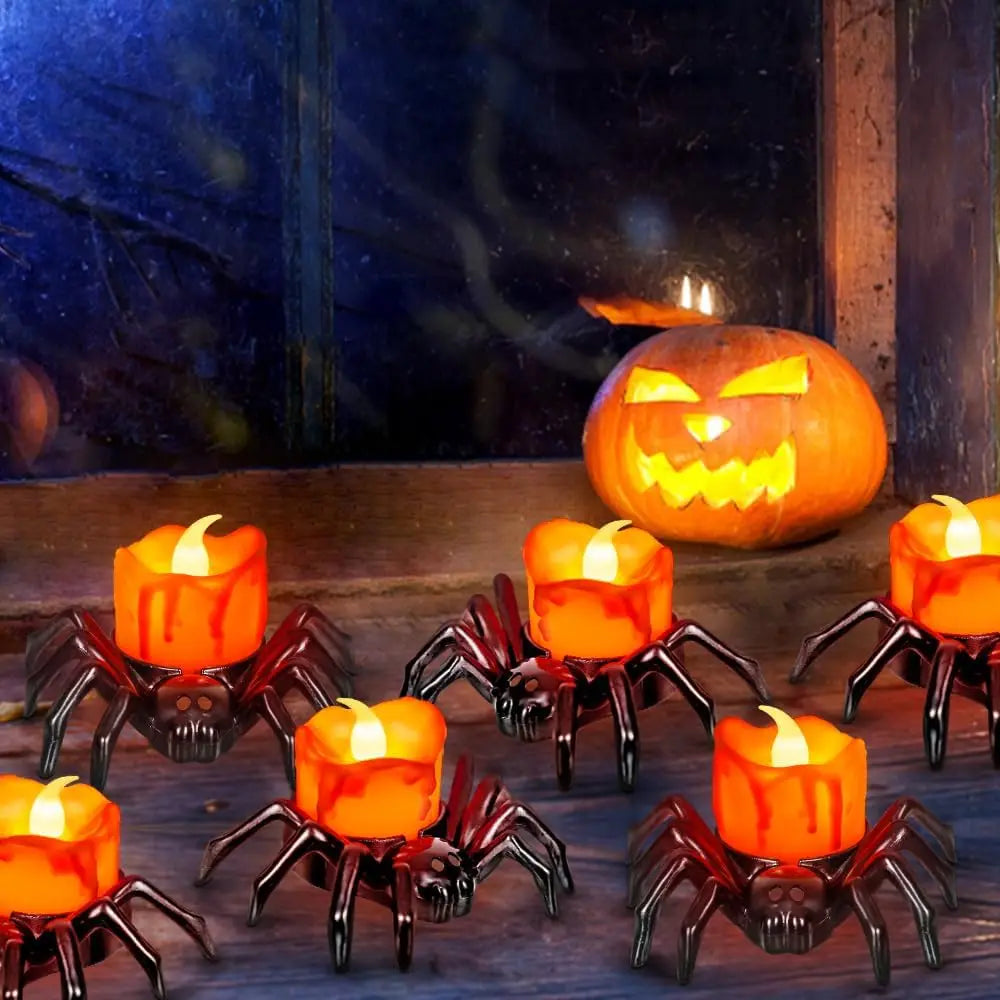 Halloween Spider Candle Lights Orange Flameless Candle Lights LED Lights