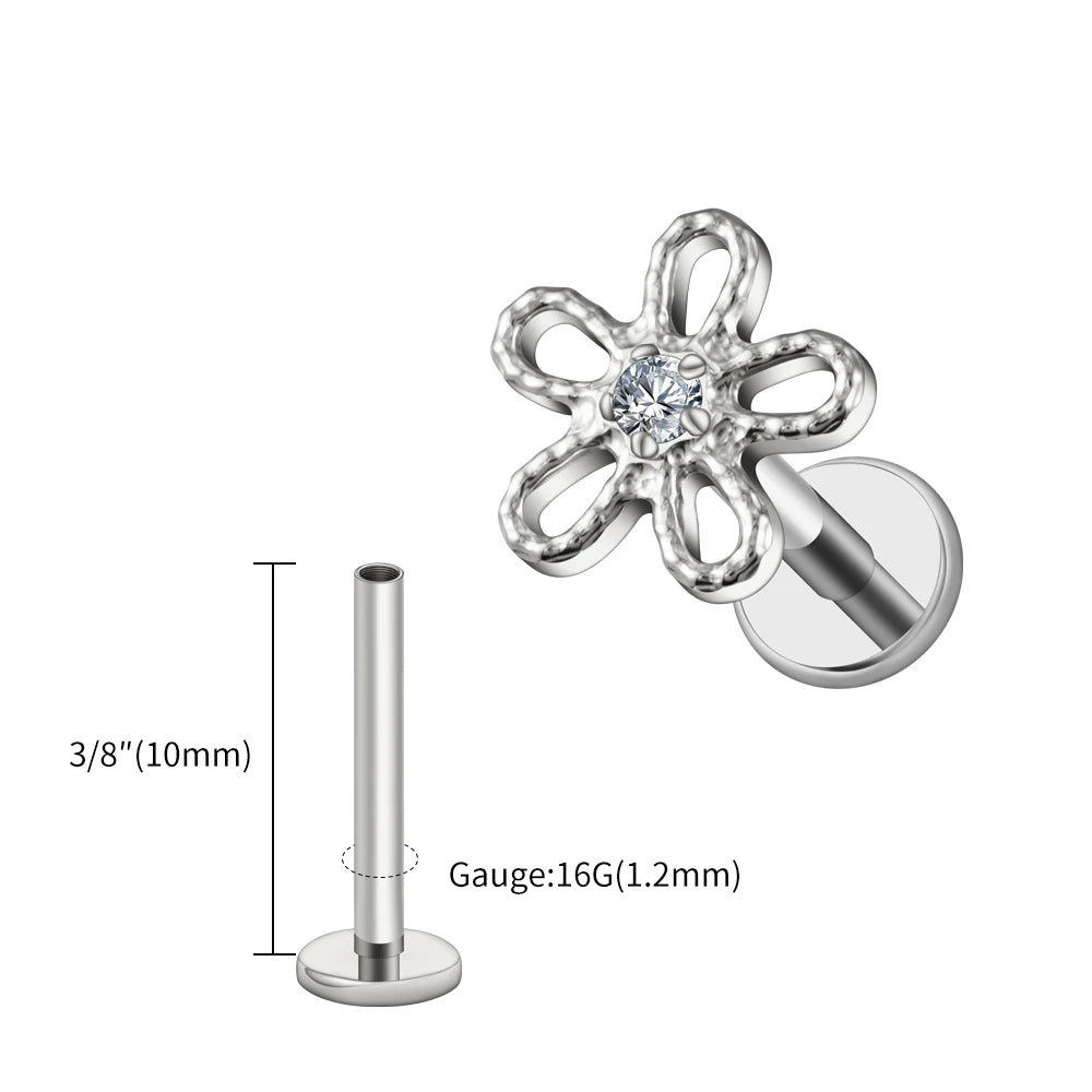 Right Grand ASTM F136 Titanium 16G Flower Cartilage Stud