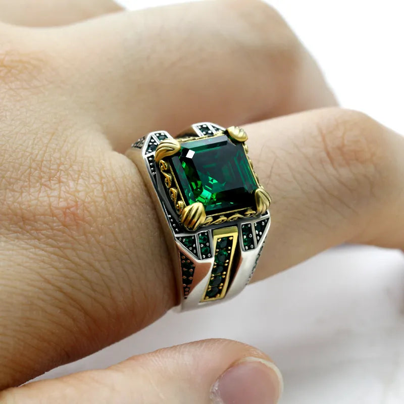Men Rings Sterling Silver 925 Turkish Square