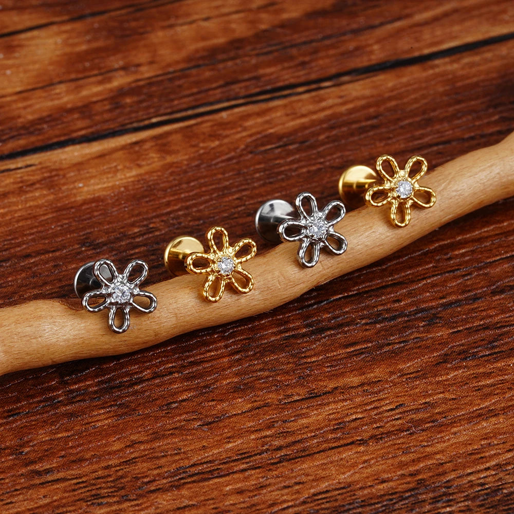 Right Grand ASTM F136 Titanium 16G Flower Cartilage Stud